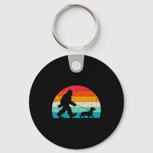 Retro Sasquatch Lover Doxie Wiener Dog Walker Bigf Key Ring