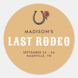 Retro Sassy Last Rodeo Horseshoe Chic Bachelorette Classic Round Sticker