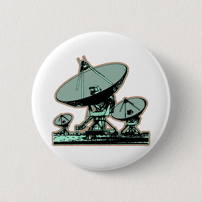 Retro Satellite Dish Graphic 6 Cm Round Badge (Front)