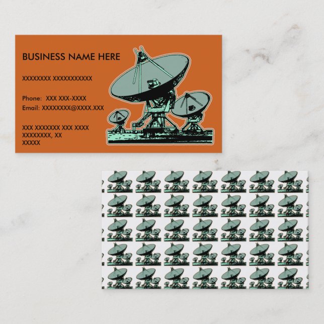 Retro Satellite Dish Graphic Business Card (Front/Back)