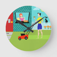 Retro Saturday Morning Acrylic Round Clock