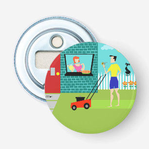 Retro Saturday Morning Button Bottle Opener