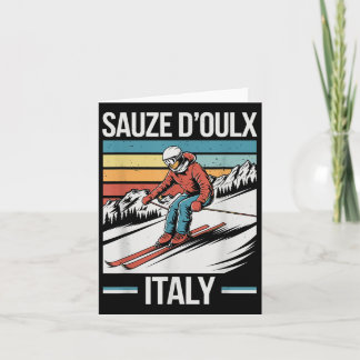 Retro Sauze Doulx Italy Ski Resort, Alpine Skiing  Card