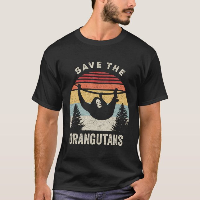Retro Save Orangutans Shirt Orangutan Animal Lover (Front)