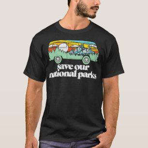 Retro Save Our National Parks Hippie Van  Mountain T-Shirt