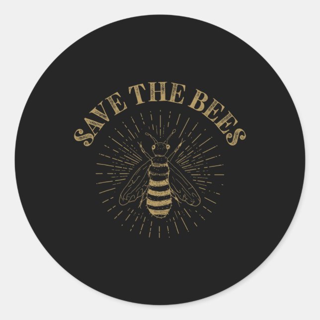 Retro Save The Bees Apiary Bee Beekeeper Earth Day Classic Round Sticker (Front)