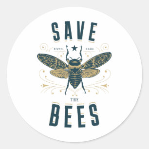 Retro Save The Bees Apiary Shirt Bee Beekeeper Ear Classic Round Sticker
