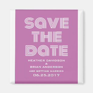 Retro Save the Date Magnet, Fuchsia Magnet