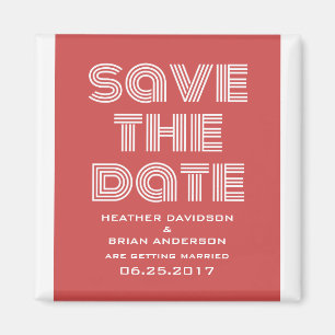 Retro Save the Date Magnet, Red Magnet