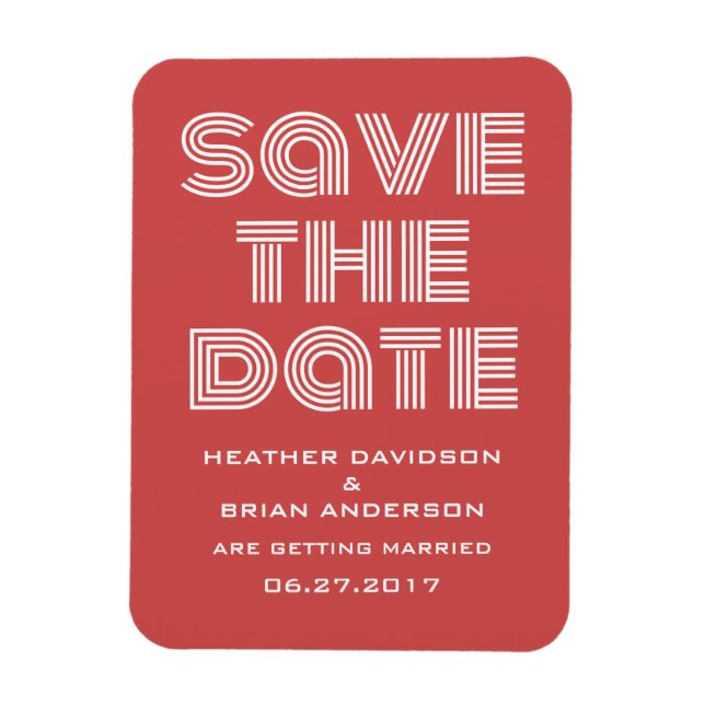 Retro Save the Date Magnet, Red Magnet (Vertical)