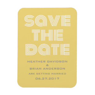 Retro Save the Date Magnet, Yellow Magnet