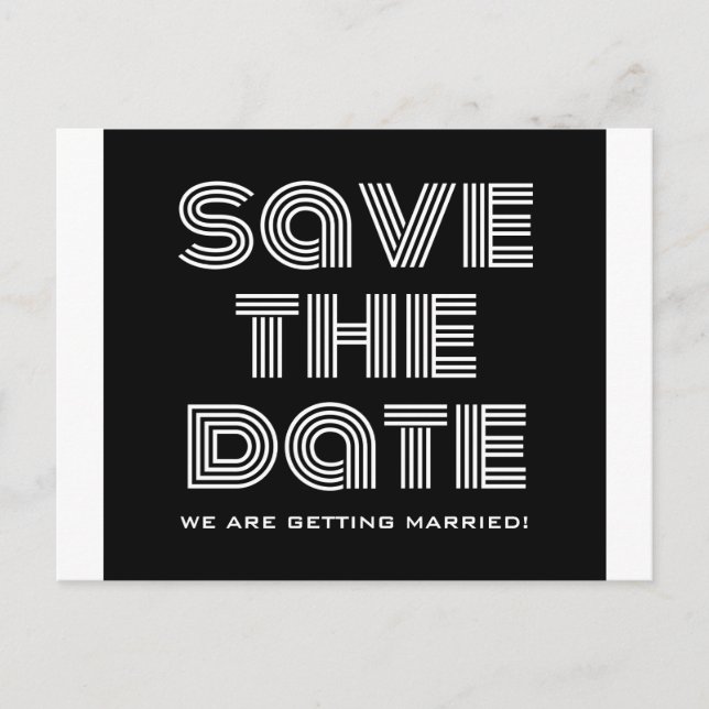 Retro Save the Date Postcard, Black Announcement Postcard (Front)