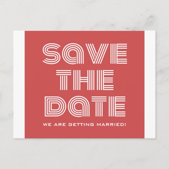 Retro Save the Date Postcard, Red Announcement Postcard (Front)