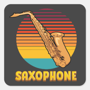 Retro Saxophone Square Sticker