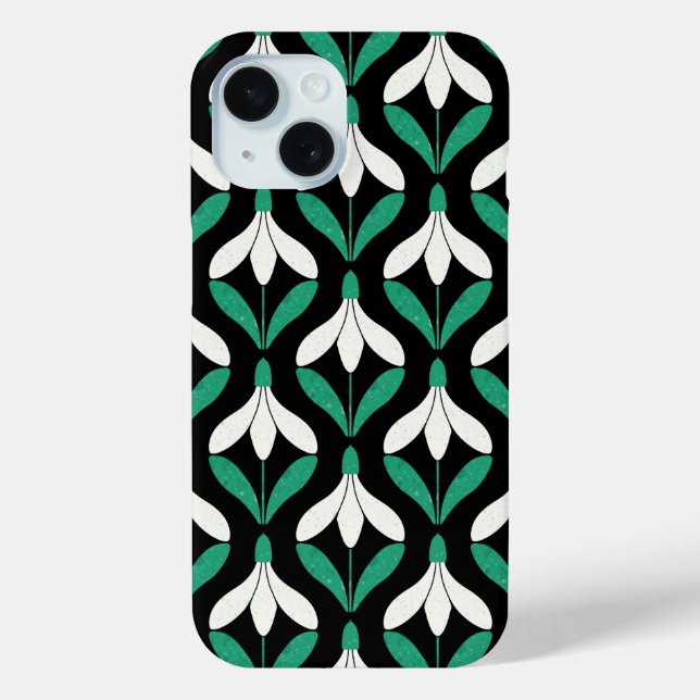 Retro Scandi Mid Century Modern Snowdrop pattern Case-Mate iPhone Case (Back)