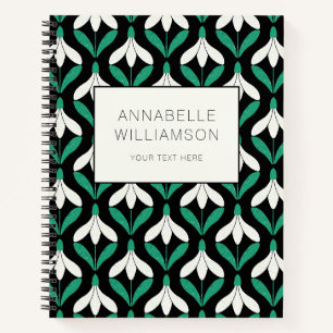 Retro Scandi Mid Century Modern Snowdrop pattern Notebook
