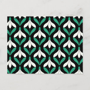 Retro Scandi Mid Century Modern Snowdrop pattern Postcard