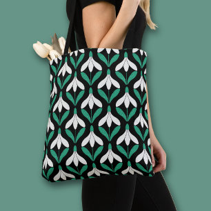Retro Scandi Mid Century Modern Snowdrop pattern Tote Bag