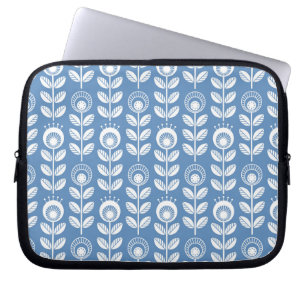 Retro Scandinavian Blue Pattern Laptop Sleeve