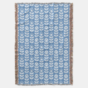 Retro Scandinavian Blue Pattern Throw Blanket