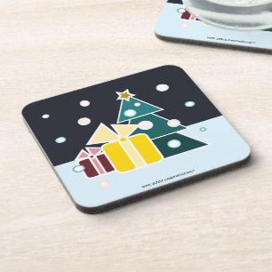 Retro Scandinavian Christmas Tree Gifts Art Coaster