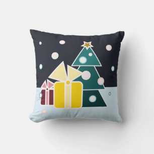 Retro Scandinavian Christmas Tree Gifts Art Cushion