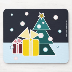 Retro Scandinavian Christmas Tree Gifts Art Mouse Mat