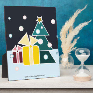 Retro Scandinavian Christmas Tree Gifts Art Plaque