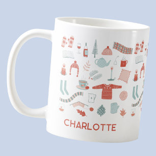 Retro Scandinavian Hygge Personalized Coffee Mug