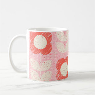 Retro Scandinavian Stylised Floral Seamless Coffee Mug