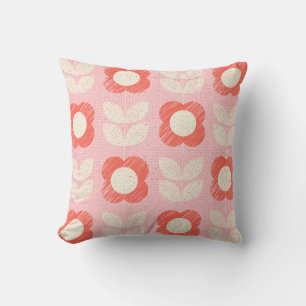 Retro Scandinavian Stylised Floral Seamless Cushion