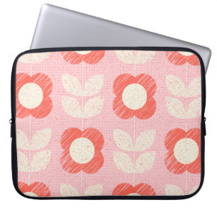 Retro Scandinavian Stylised Floral Seamless Laptop Sleeve