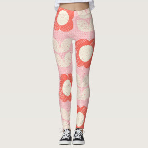 Retro Scandinavian Stylised Floral Seamless Leggings