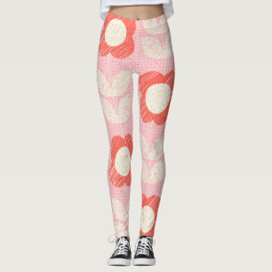 Retro Scandinavian Stylised Floral Seamless Leggings