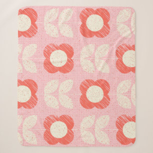 Retro Scandinavian Stylised Floral Seamless Sherpa Blanket