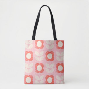 Retro Scandinavian Stylised Floral Seamless Tote Bag