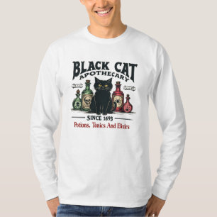 Retro Scary Black Cat Apothecary Witchy Wicca  T-Shirt