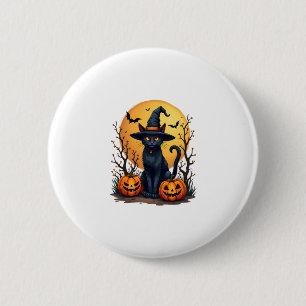 Retro Scary Halloween Costume Black Cat Salem Apot 6 Cm Round Badge