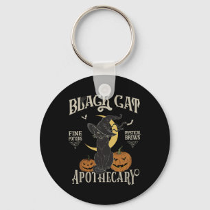 Retro Scary Halloween Costume Black Cat Salem Apot Key Ring