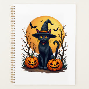 Retro Scary Halloween Costume Black Cat Salem Apot Planner
