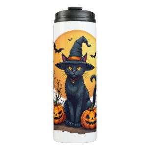 Retro Scary Halloween Costume Black Cat Salem Apot Thermal Tumbler