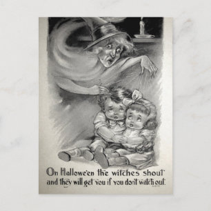 Retro Scary Witch Postcard