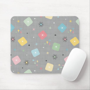 Retro Scattered Atomic Star Explosions Pattern Mouse Mat