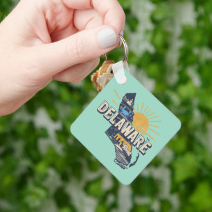 Retro Scenic Delaware Silhouette Key Ring