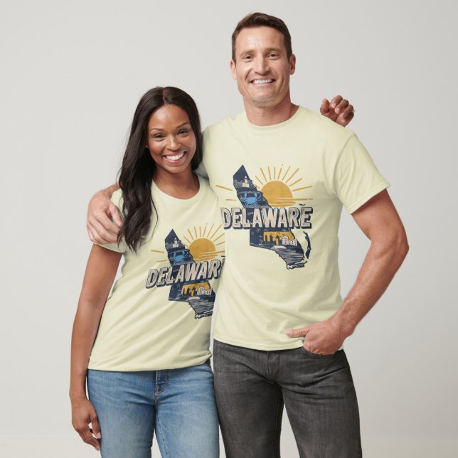Retro Scenic Delaware Silhouette T-Shirt (Unisex)