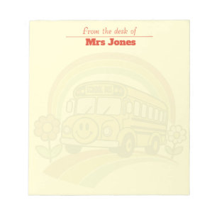 Retro School Bus Personalised "From the Desk Of" Notepad