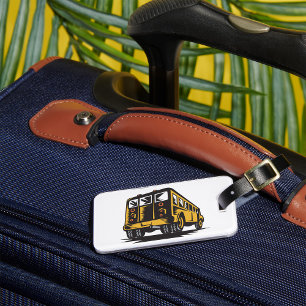 Retro School Bus Vintage Yellow  Luggage Tag
