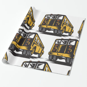 Retro School Bus Vintage Yellow  Wrapping Paper