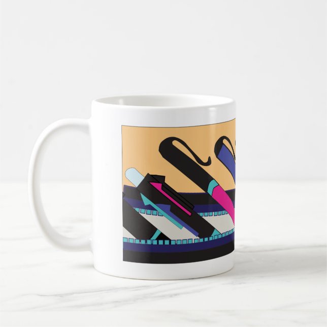 retro school pencil case design  coffee mug (Left)