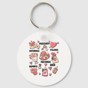 Retro School Psychologist Valentine Mental Health Key Ring